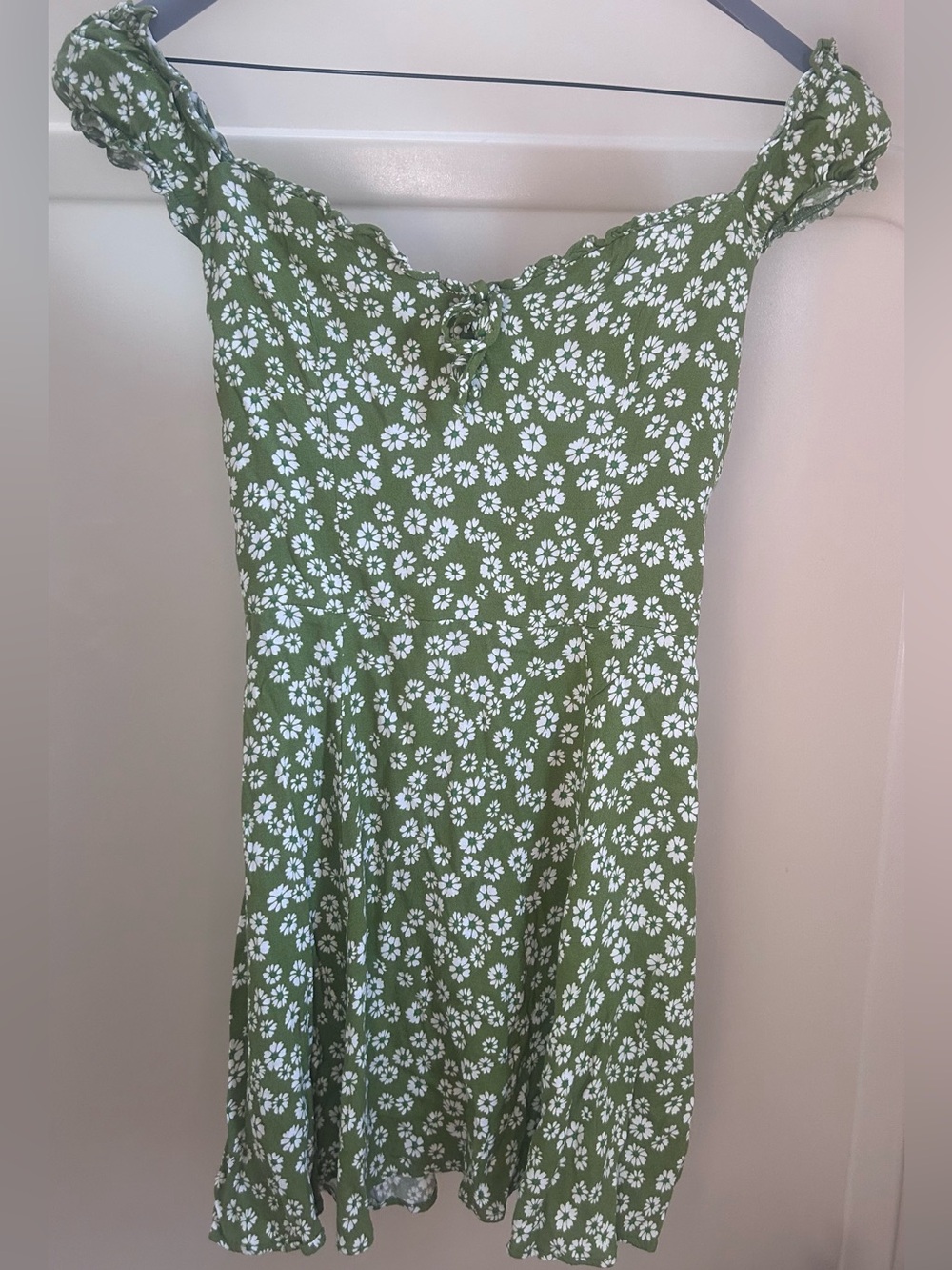 Reformation Olive Green White Daisy Dress
